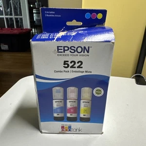 Epson 522 Cyan Magenta Yellow Ink Ecotank Combo Pack T522520 Exp 2029 - Picture 1 of 3