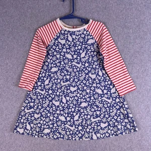 Vestido Mini Boden Niña Pequeña 2/3 Azul Conejito Estampado Floral Rayas Manga Línea A - Imagen 1 de 12