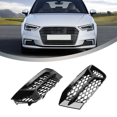 Front Bumper Honeycomb Fog Light Lamp Covers Grille Trim For Audi A3 2017-2020 - Imagem 1 de 4