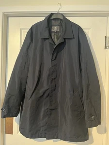 Mens M&S Collection Smart Navy Mac Coat Jacket XL Button Up Marks & Spencer - Picture 1 of 10