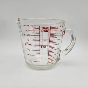 VTG Pyrex 4 Cup 1 Quart Glass Measuring Cup D Handle #532 532 Made in USA - Picture 1 of 6