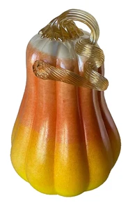 Fall Autumn Harvest Glass Pumpkin Gourd Holiday Home Bar Thanksgiving Candy Corn - Picture 1 of 6