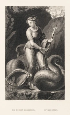 FRENCH (*1815) nach ROMANO (*1499), Die heilige Margaretha, Sst. Romantik - Bild 1 von 4