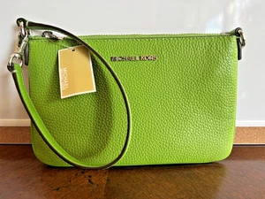 Bolso de Viaje Michael Kors Pequeño Cuero Guijarro Bolsa Muñequera Verde Selva - Imagen 1 de 4