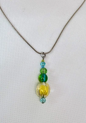 Green Teal and Yellow Lantern Pop Pendant Necklace - Image 1 of 4