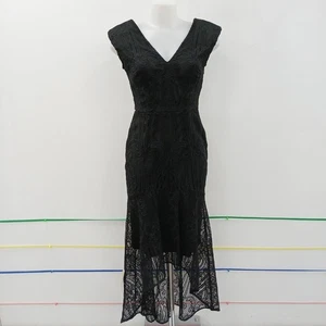 Coast Lace High Low Peplum Dress Size UK 8 Black Sheer Midi NWT RMF-FPL14 - Picture 1 of 7