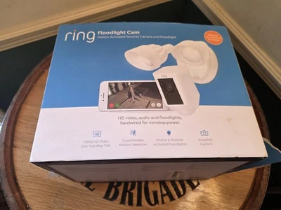 Ring Floodlight Cam Motion Activated Security Camera Wired 1080p White NEW - Image 1 of 4
