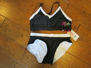 Girls Justice Sport 10 Plus 2 Pc Swimsuit Reversible White Black UPF 50+ NWT - Picture 1 of 3