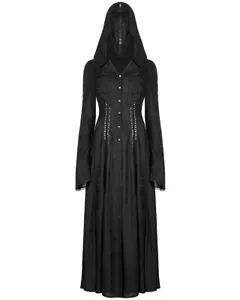 Punk Rave Womens Dark Gothic Cutout Applique Jacquard Hooded Cloak Jacket - Picture 1 of 13