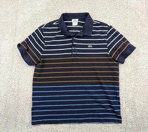 Lacoste Sport Polo Shirt Mens XL (6) Blue Stripe Short Sleeve Cotton Pique - Picture 1 of 11