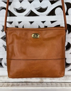 Margot New York ORANGE Leather Turnlock Crossbody Purse Shoulder Bag - Picture 1 of 10