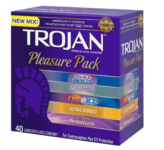 Trojan Pleasure Premium Lubricated Latex Condoms - 40 Count