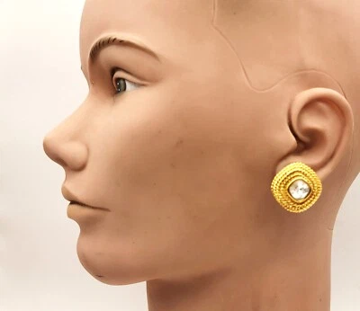 Neu Original Karte Gestempelt Savvy Goldfarben Swarovski Klarer Kristall Ohrring - Bild 1 von 4