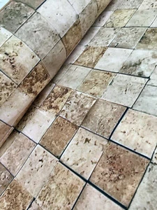 MARBLE TILES Digital Fabric Curtain Upholstery Cotton Tile Material 65'' wide - Picture 1 of 5