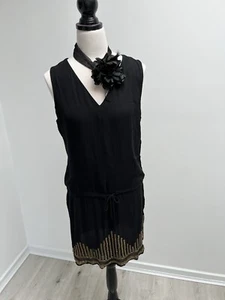 Truese Black Beaded 100% Silk Lined Designer Dress Size 14 Melbourne Cup - Picture 1 of 6