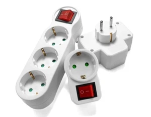 1x EU-Erweiterung Steckdose mit Schalter 16A 2-poliger Stecker Lampenfassung - Bild 1 von 16