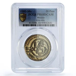 Mexico 20 pesos Mayan Culture Jugador De Pelota KM-486 PR68 PCGS CuNi coin 1982 - Picture 1 of 2