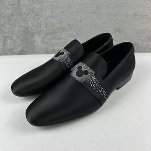 Disney X ALDO Loafer Slip-On Men's Black Satin Silver Dressy Rhinestone 10.5 - Picture 1 of 7