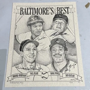 Orioles Signed 16x20 Litho by  Brooks Robinson, Don Baylor, Blair & Powell w/COA - Picture 1 of 4