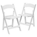Flash Furniture Hercules Resin And Vinyl Folding Chair In White (Set Of 2)