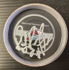 RAY BOURQUE Colorado Avalanche #77 Signed AVs Logo Game Puck Autographed COA - Picture 1 of 3