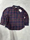 Vintage Imagine For Kids Flannel Plaid Pajama Top New Old Stock Size 11-12 Blue