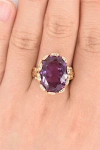 14K Gold Amethyst Ring 8.4g Size 7 RG0066 - Picture 1 of 4