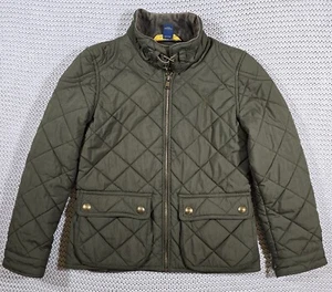Polo Ralph Lauren Quilted Barn Jacket Girls Sz S(7) Green Corduroy Collar Chore - Picture 1 of 13