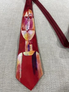 Ralph Marlin Mens Vintage Senecio Neck Tie 100% Polyester 1991 Red - Picture 1 of 3