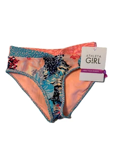 NWT*Athleta Girl Bora Bora Bikini Swim Bottom** S / 7**Aqua Coral Navy*Lined - Picture 1 of 4