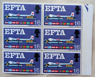 GREAT BRITAIN 1967 BLOCK OF 6 EFTA 1/6 PHOSPHOR STAMPS WITH BROKEN STRUT FLAW