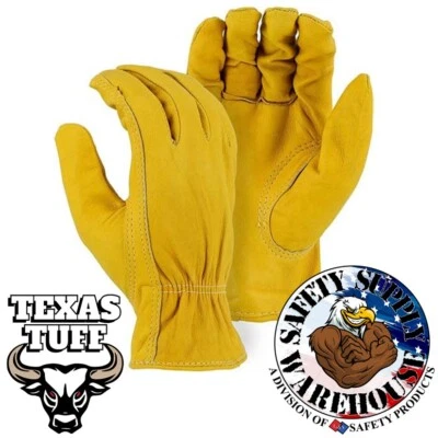 Guantes de trabajo/conductor de cuero de alce premium Texas Tuff, sin forro, tostados. Foto 1 de 2