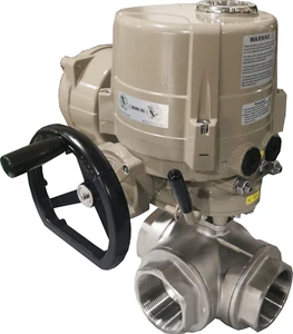 Actuador Eléctrico SS 3 Vías Válvula de Bola 3" Roscado PTFE Asiento A Prueba de Explosiones - Imagen 1 de 3