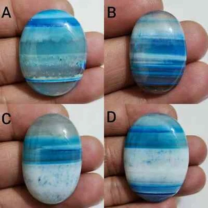 Fabelhafter blau gebänderter Achat ovale Form Cabochon lose Edelstein zur Schmuckherstellung - Bild 1 von 13