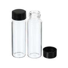 15mL Reagent Glass Storage Bottle 24Pcs Round Plastic Screw Cap Lab Home Clear