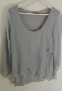 Italian Giulia Silk Top Made In Italy Sequined Women's Size Medium - Picture 1 of 6
