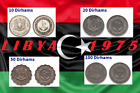 Libya coins 10 20 50 100 Dirhams 1975 AUNC Hawk Wheat old regime Africa Flower