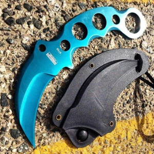 Defender-Xtreme 7.5" Tactical Combat Karambit Knife Full Tang With Sheath - Teal - Picture 1 of 2