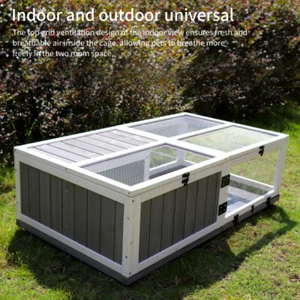 43" Wooden Turtle House, Upgraded Waterproof Tray, Indoor/Outdoor Reptile Cage - Picture 1 of 8