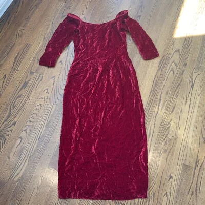VTG Red Velvet Maxi Dress Dark Romantic Whimsigoth Witchy Goth Medieval Sz 17/18 - Image 1 of 4