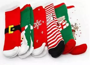 6Pairs Christmas Socks For Toddler 0-2 year Unisex Girl Boy Socks Kids Baby - Picture 1 of 2