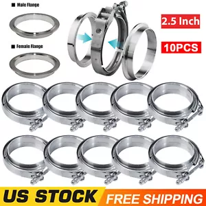 4/10x Exhaust Downpipe 2.5inch V-band Clamp Male/Female Flange Kit 304 stainless - Bild 1 von 11