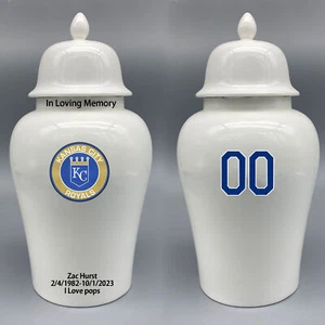 Ceramic Large Urn for Kansas City Royals Baseball Theme, Custom Text & Number - Picture 1 of 5