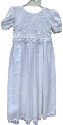 Baby Mädchen Taufkleid lang traditionell 100 % Baumwolle Kleid 0-3M Made in USA - Bild 1 von 4