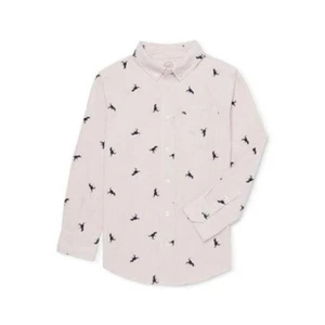NWT 1000000213 M 8 Wonder Nation Boys Long Sleeve Button Down Dino Pattern Shirt - Picture 1 of 1
