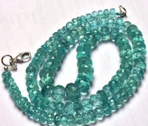 226 CT 18" EMERALD GREEN APATITE Faceted Rondelle BIG BEADS NECKLACE 5 - 10.5 MM - Picture 1 of 5