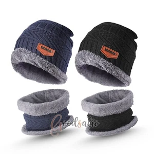 Mens Womens Winter Baggy Slouchy Knit Warm Beanie Hat and Scarf Ski Skull Cap US - Picture 1 of 13