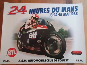 POSTER OFFICIEL * 24 HEURES DU MANS 1983 MOTOS *  AFFICHE ACO HONDA LE MOTORBIKE - Imagen 1 de 4
