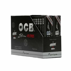 OCB Black Premium King Size Slim Rolling Paper +Filter Tips(32 Packs)-Sealed Box - Picture 1 of 6