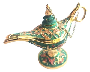 Genie Aladdin Lamp Trinket Box Jewel Tones Enameled over Gold-Tone - Picture 1 of 9